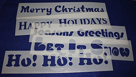 5 Pc Set Holiday Message Stencils 14 Mil Mylar-5" x 23.5 Painting/Crafts/Stencil