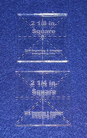 2 Piece Set of 2 1/8 and 2 1/4 Inch Square Templates- No Seam -Clear 1/4 Inch- Postage Stamp