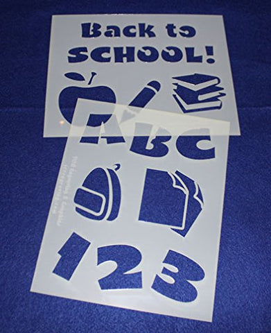 Back To School Stencils Mylar 2 Pieces of 14 Mil 8" X 10" - Painting /Crafts
