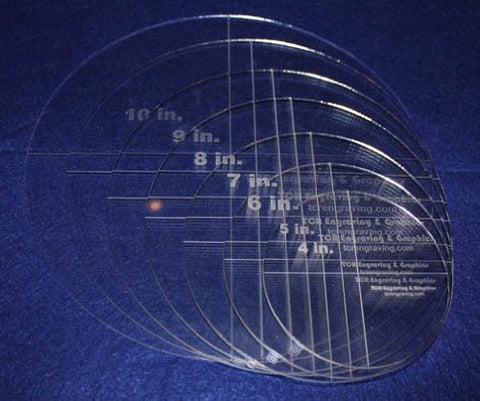 Circle Template 7 Piece Set. 4",5",6",7",8",9",10" - Clear 1/8" Thick