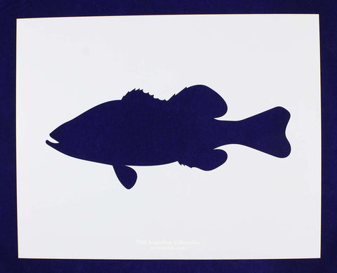 Large Bass Swiming (fish) Stencils -1 pc -Mylar 14mil - Painting /Crafts/ Templates