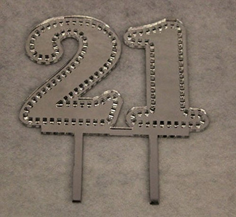 Birthday Cake Toppers - 1/8 Inch Acrylic - Assorted Colors (21, Silver-One Sided)