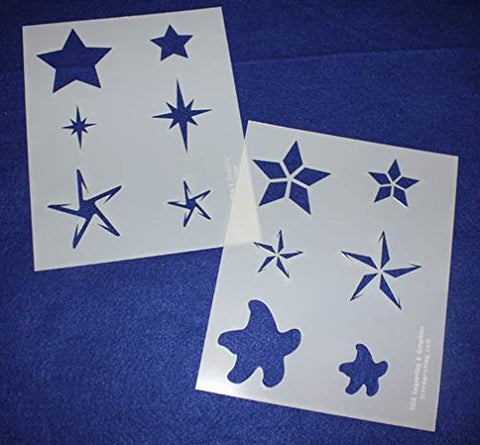 Mylar 2 Pieces of 14 Mil 8" X 10" Star Stencils- Painting /Crafts/ Templates