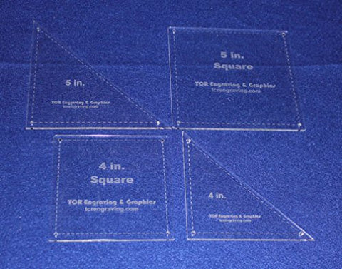 4 Piece Square & Triangle Set 4" & 5" -- " Clear Acrylic - Quilt Templates- 1/8