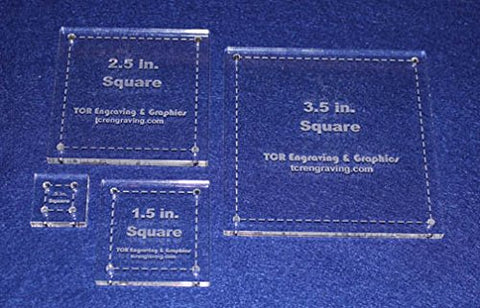 Square Half Size Templates. .5", 1.5", 2.5", 3.5" - Clear 1/4"