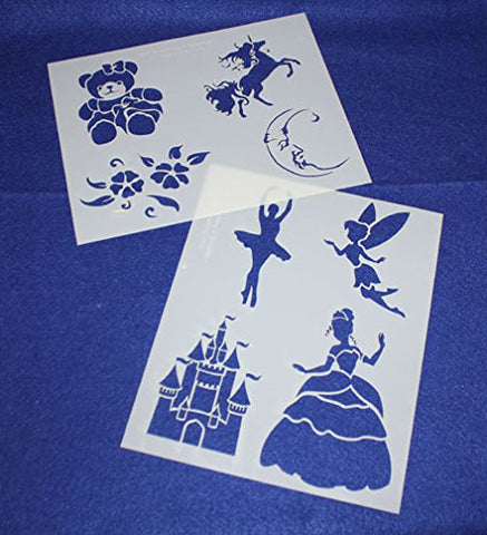 Mylar 2 Pieces of 14 Mil 8" X 10" Children's Stencils G- Painting /Crafts/ Templates