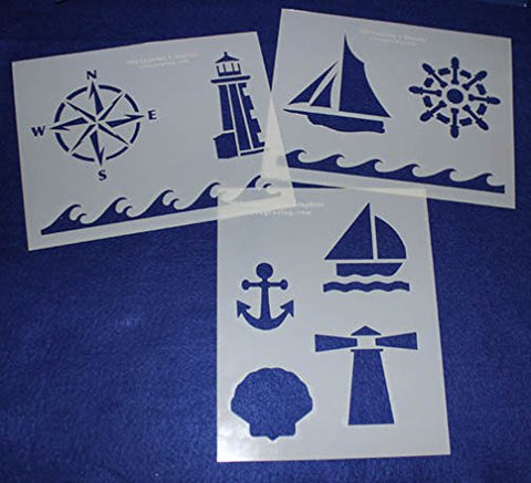 Mylar 3 Pieces of 14 Mil 8" X 10" Nautical Stencils- Painting /Crafts/ Templates