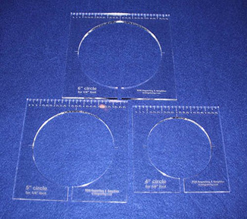 3 Piece Inside Circle Set W/rulers 1/4" Thick - Long Arm- For 1/4" Foot