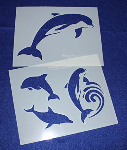 Dolphin Stencils -Mylar 2 Pieces of 14 Mil 8" X 10"- Painting /Crafts/ Templates