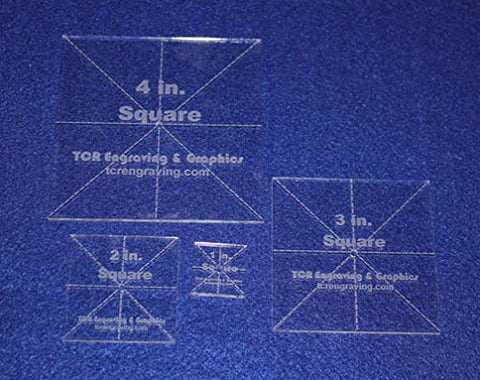 X-Square Templates. 1", 2", 3", 4". - Clear 1/8" No Seam - Actual Size