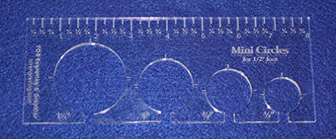 4 Mini Circles Template for 1/2" Foot - Clear with Ruler 1/4" Thick