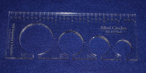 4 Mini Circles Template for 1/2" Foot - Clear with Ruler 3/8 InchThick