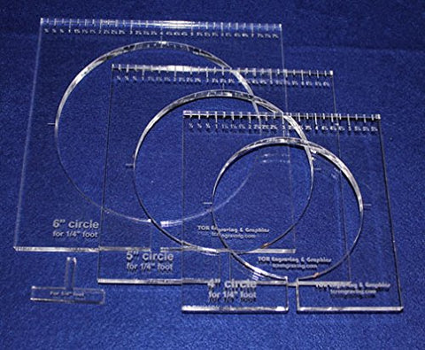 3 Piece Inside Circle Set W/rulers ~3/8" Thick - Long Arm- For 1/4" Foot