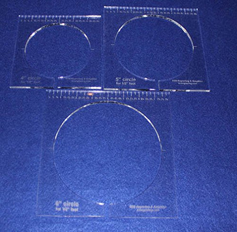 3 Piece Inside Circle Set W/rulers 1/4" Thick - Long Arm- For 1/2" Foot