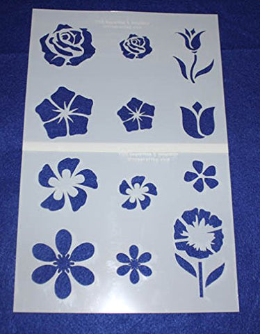 Flower Stencils Mylar 2 Pieces of 14 Mil 8" X 10" - Painting /Crafts/ Templates