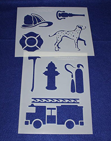 Fire Department Stencils -Mylar 2 Pieces of 14 Mil 8" X 10"- Painting /Crafts/ Templates