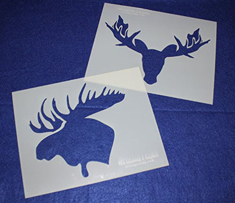 Moose Head Stencils -Mylar 2 Pieces of 14 Mil 8" X 10" - Painting /Crafts/ Templates