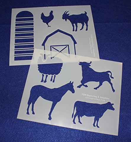 Farming Stencils Mylar 2 Pieces of 14 Mil 8" X 10" - Painting /Crafts/ Templates