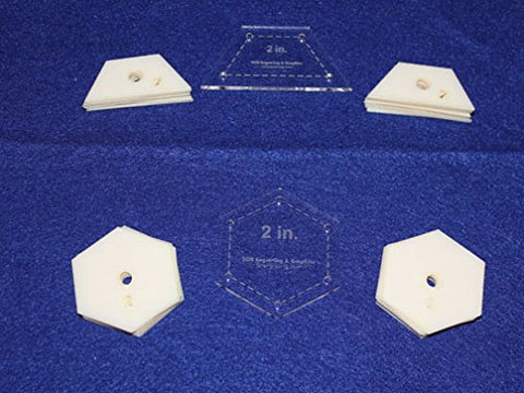 Mylar 2" Hexagon & 2" Half Hexagon 102 Piece Set - Quilting / Sewing Templates