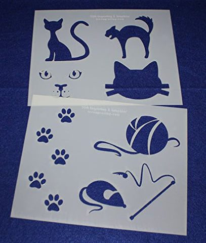 Cat-Cat Toy Stencils Mylar 2 Pieces of 14 Mil 8" X 10" - Painting /Crafts/ Templates