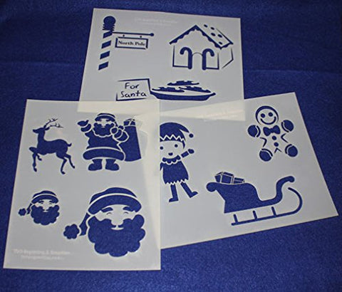 Santa Claus Stencils 3 Pieces of 14 Mil Mylar 8" X 10" - Painting /Crafts/ Templates