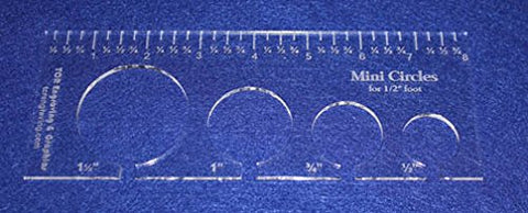 4 Mini Circles Template for 1/2" Foot Clear with Ruler 1/8" Thick