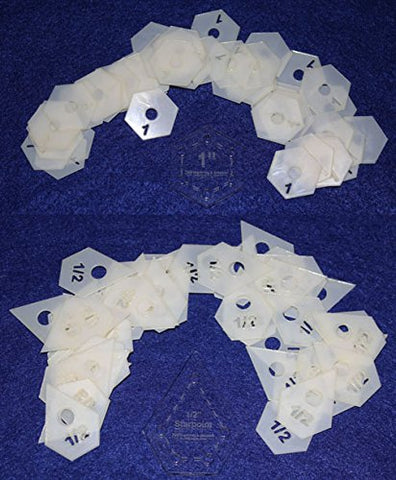 Mylar 1" Hexagon & 1/2" Starpoint 102 Piece Set - Quilting / Sewing Templates