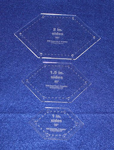 Flattened Hexagon Templates. 1", 1.5", 2" Sides- Clear 1/8"