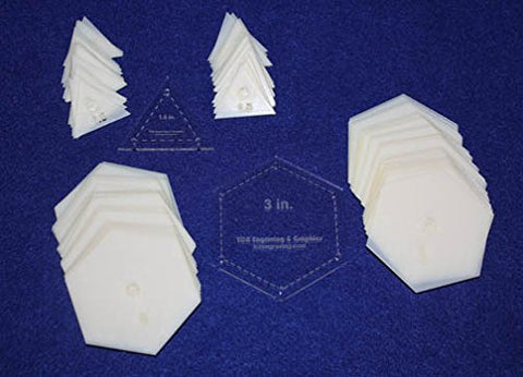 Mylar 3" Hexagon & 1.5" Equilateral Triangle 102 Piece Set - Quilting / Sewing Templates