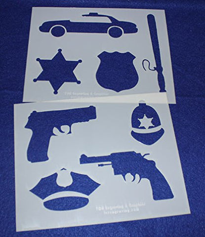 Police Department Stencils -Mylar 2 Pieces of 14 Mil 8" X 10"- Painting /Crafts/ Templates