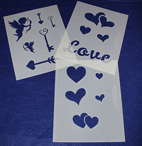 3 Piece Valentines Stencil Set