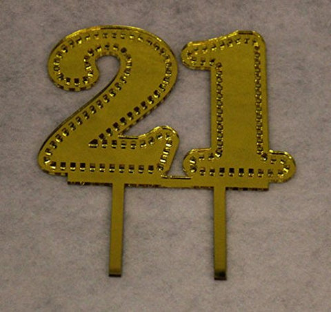 Birthday Cake Toppers - 1/8 Inch Acrylic - Assorted Colors (21, Gold- One Sided)