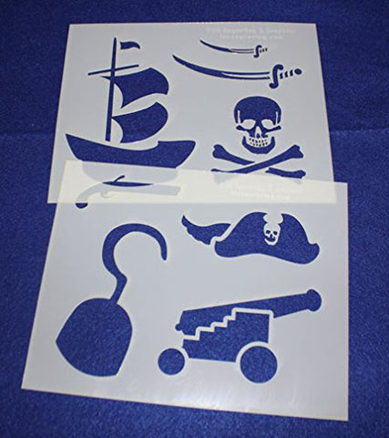 Pirate Stencils -Mylar 2 Pieces of 14 Mil 8" X 10" - Painting /Crafts/ Templates