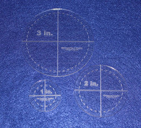 Circle Template 3 Piece Set. 1", 2", 3" w/seam - Clear 1/8" Thick