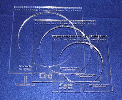 3 Piece Inside Circle Set W/rulers 3/8" Thick - Long Arm- For 1/2" Foot