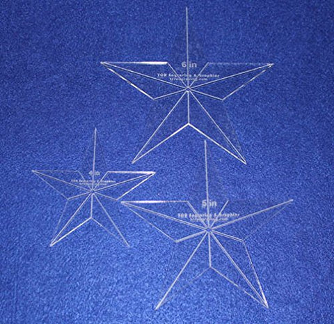 Star Quilt Templates. 4",5",6" - Clear 1/8" Thick Acrylic