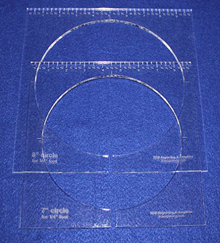 2 Piece Inside Circle Set 7" & 8" W/rulers ~1/4" Thick - Long Arm- For 1/4" Foot