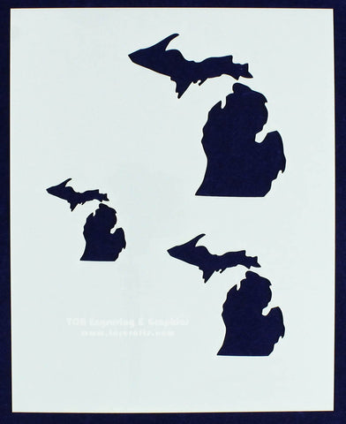 State of Michigan 8x10 Stencil (2", 3", 4") 14 Mil Mylar - Painting /Crafts/ Templates