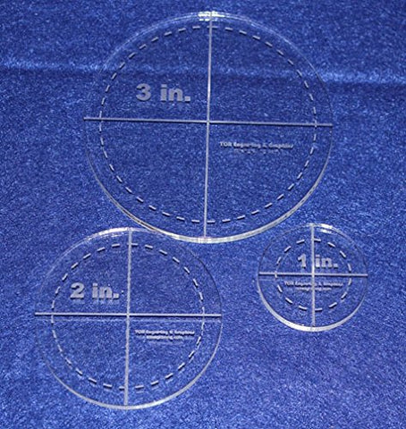 Circle Template 3 Piece Set. 4, 5, 6 Inches - Clear 1/8 Inch Thick