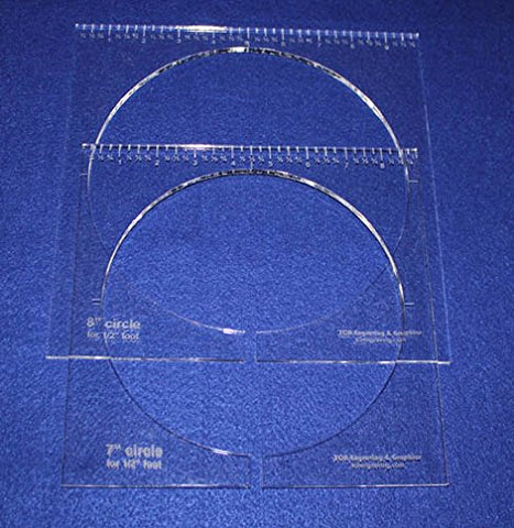 2 Piece Inside Circle Set 7" & 8" W/rulers ~1/4" Thick - Long Arm- For 1/2" Foot