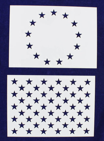 13 & 50 Star Field Stencils-2 Piece Set 14 Mil-G-Spec -9.88"L - Painting /Crafts/ Templates