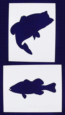 Large Bass (fish) Stencils -2 pc set-Mylar 14mil - Painting /Crafts/ Templates