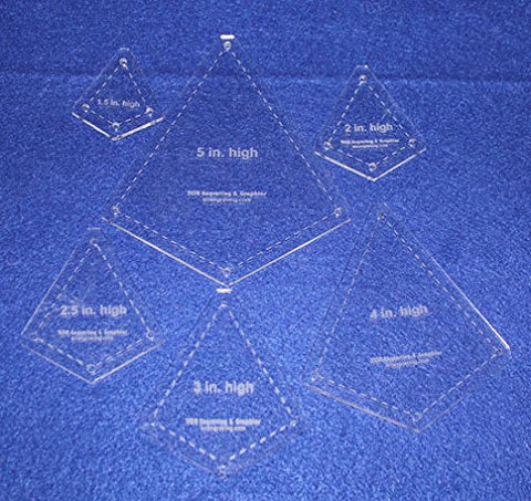 6 Piece "Kite" Shape Set - 1/8" Clear Acrylic Quilting Template -