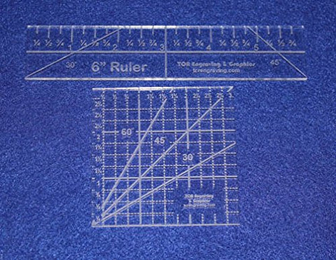 2 Piece Ruler Set. 3" Square & 6" Long -Acrylic 1/8" thick. Quilting/Sewing