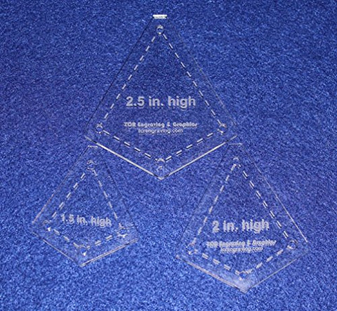 3 Piece Small "Kite" Shape Set - 1/8" Clear Acrylic Quilting Template -