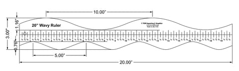 20 Inch Wavy Ruler. Acrylic 3/8 Inch Thick. Quilting/Sewing