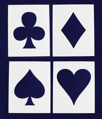 Playing Card Suits -4 Piece Stencil Set 14 Mil 8" X 10" Painting /Crafts/ Templates
