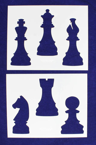 Chess Pieces-2 Piece Stencil Set 14 Mil 8" X 10" Painting /Crafts/ Templates