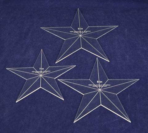 Quilting Template Star Set - 7, 8, 9 Inches-Clear Acrylic