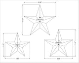Star Template 3 Piece Set. 7, 8, 9 Inches - Clear 1/4 Inch Thick w/ Guidelines & Center Hole